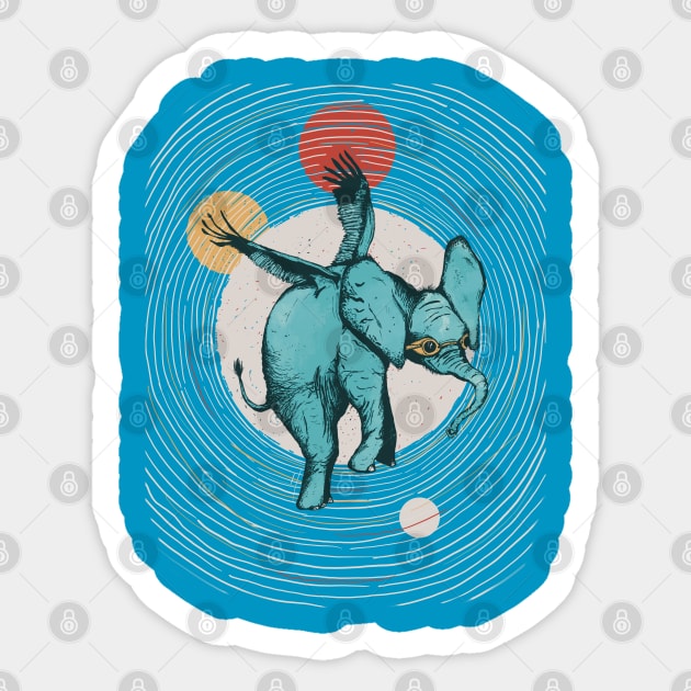 Flying elephant. Sticker by Ekenepeken